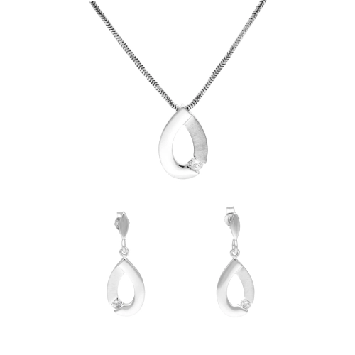 Komplet z cyrkoniami łezki srebro