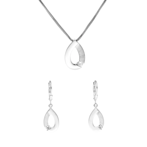 Komplet z cyrkoniami łezka srebro