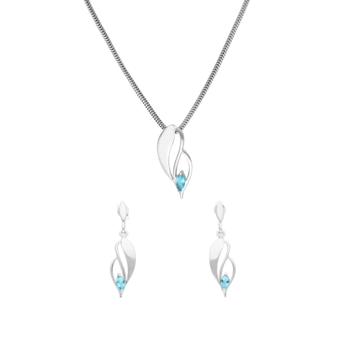 Komplet z błękitnymi cyrkoniami  srebro