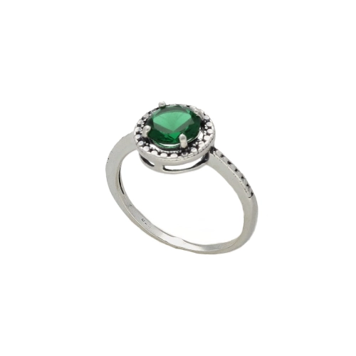 Pierścionek okrągły ze szmaragdem srebro oksydowane