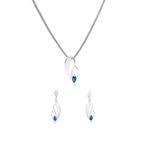 Komplet z szafirową cyrkonią srebro