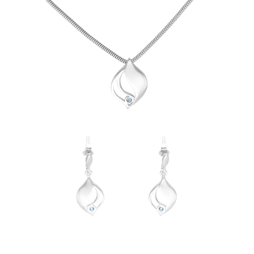 Komplet z błękitnymi cyrkoniami srebro
