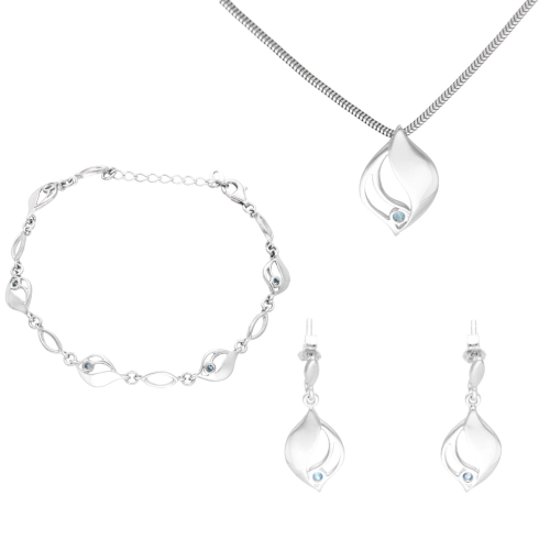 Komplet z błękitnymi cyrkoniami srebro