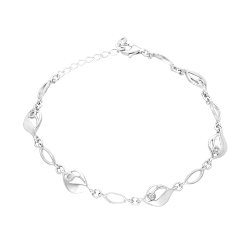 Bransoletka z białą cyrkonią srebro