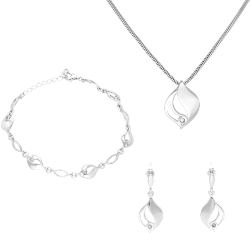 Komplet z białymi cyrkoniami srebro