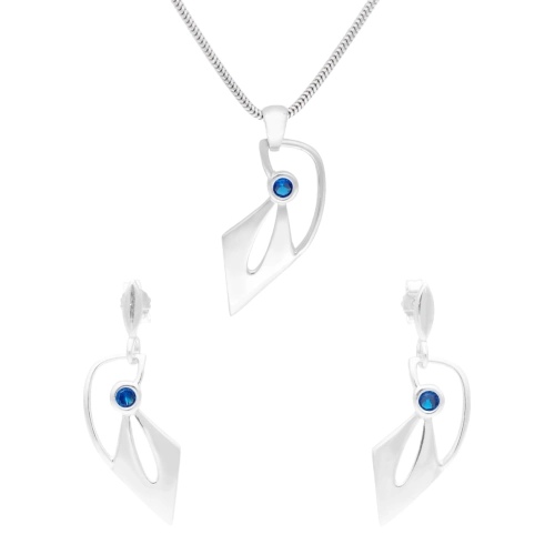 Komplet z szafirowymi cyrkoniami srebro