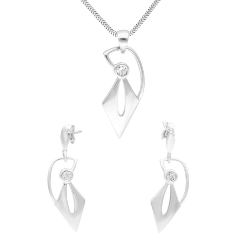 Komplet z białymi cyrkoniami srebro