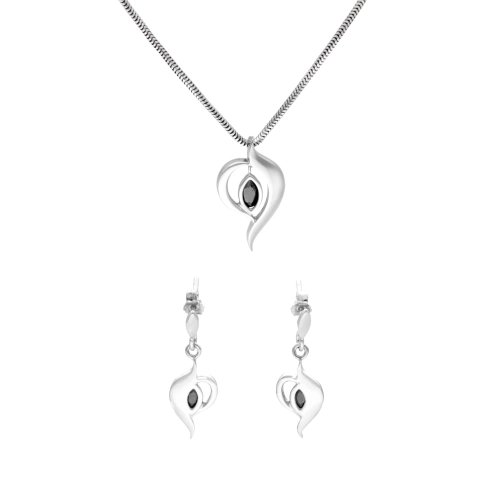 Komplet z czarnymi cyrkoniami srebro