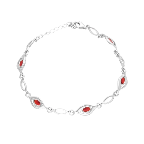 Bransoletka z rubinową cyrkonią srebro