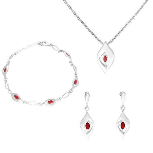 Komplet z rubinową cyrkonią srebro