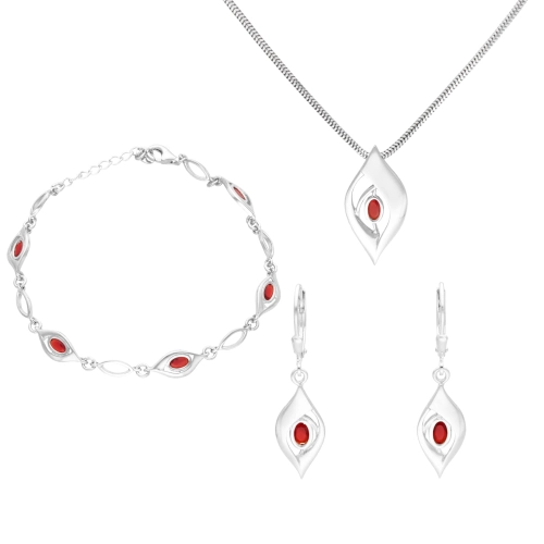 Komplet z rubinową cyrkonią srebro