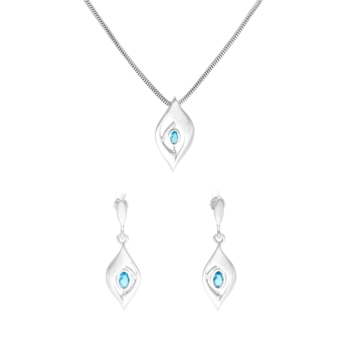 Komplet z błękitną cyrkonią srebro
