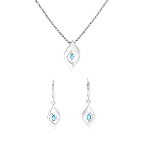 Komplet z błękitną cyrkonią srebro