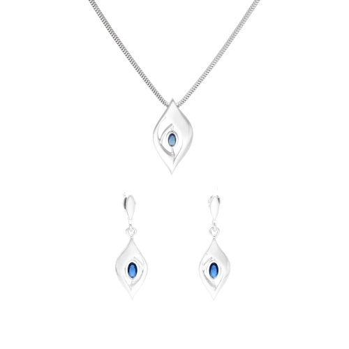 Komplet z szafirowymi cyrkoniami srebro