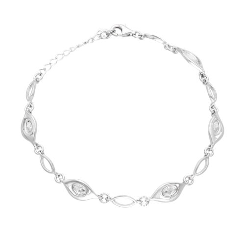 Bransoletka z białą cyrkonią srebro