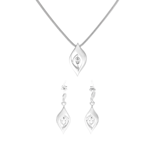 Komplet z białymi cyrkoniami srebro