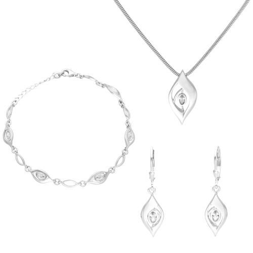 Komplet z białymi cyrkoniami srebro