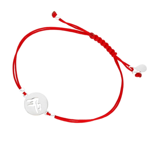 Bransoletka sznurkowa góry czerwona srebro