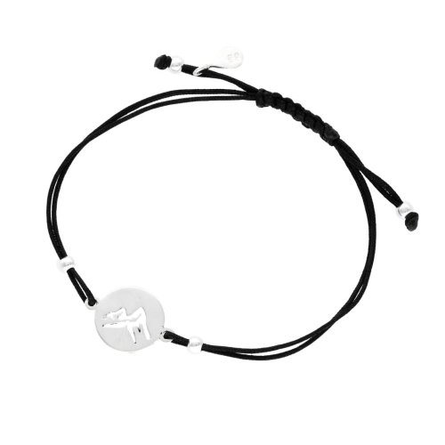 Bransoletka sznurkowa góry czarna srebro