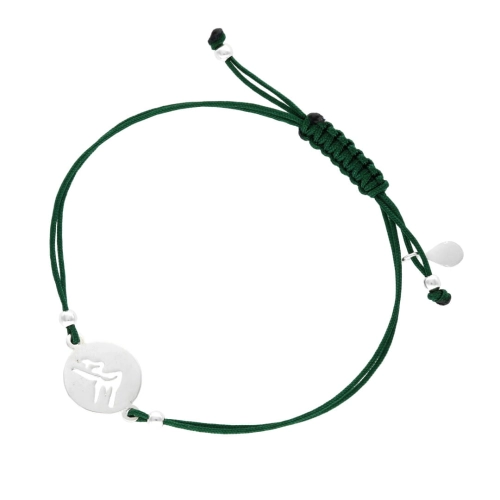 Bransoletka sznurkowa góry zielona srebro