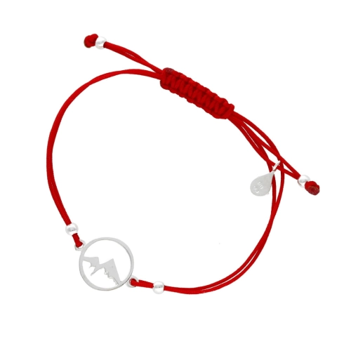 Bransoletka sznurkowa góry czerwona srebro