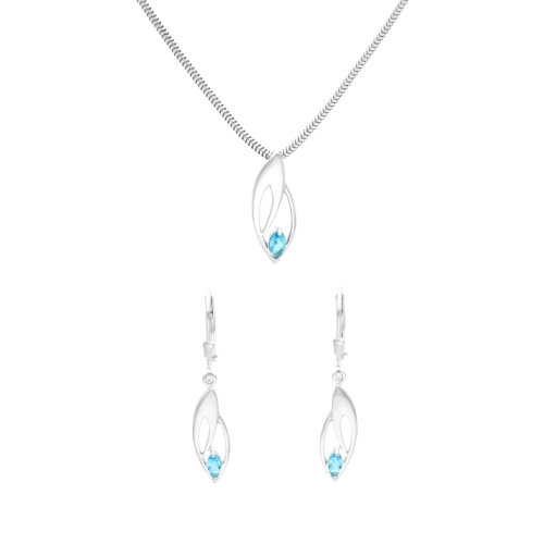 Komplet z błękitną cyrkonią srebro