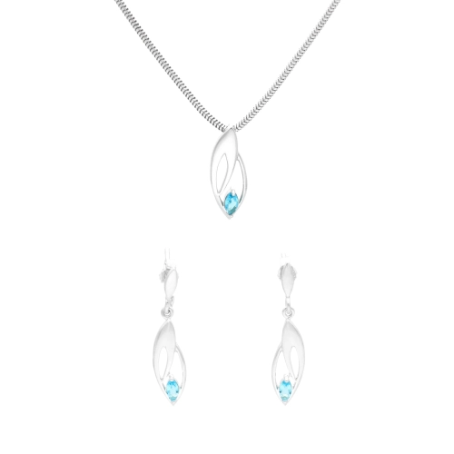 Komplet z błękitną cyrkonią srebro