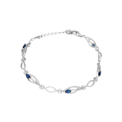 Bransoletka z szafirową cyrkonią srebro