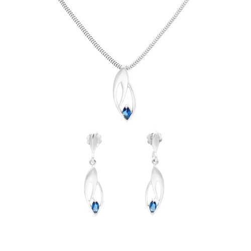 Komplet z szafirowymi cyrkoniami srebro