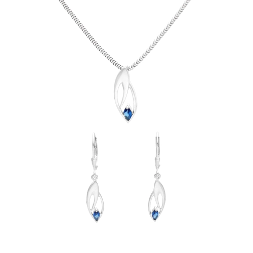 Komplet z szafirowymi cyrkoniami srebro