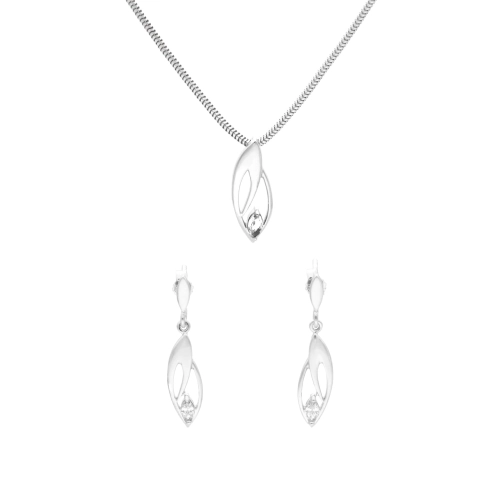 Komplet z białymi cyrkoniami srebro