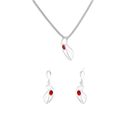 Komplet z rubinowymi cyrkoniami srebro