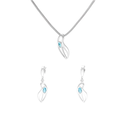 Komplet z błękitnymi cyrkoniami srebro