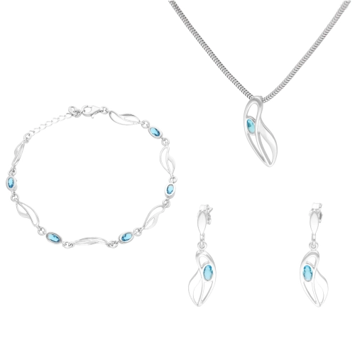 Komplet z błękitnymi cyrkoniami srebro