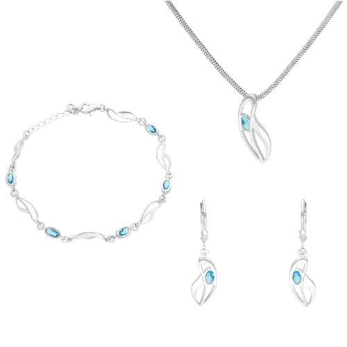 Komplet z błękitnymi cyrkoniami srebro