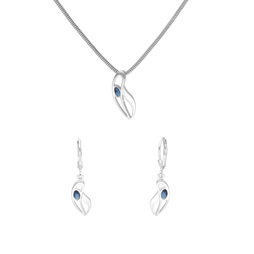 Komplet z szafirowymi cyrkoniami srebro