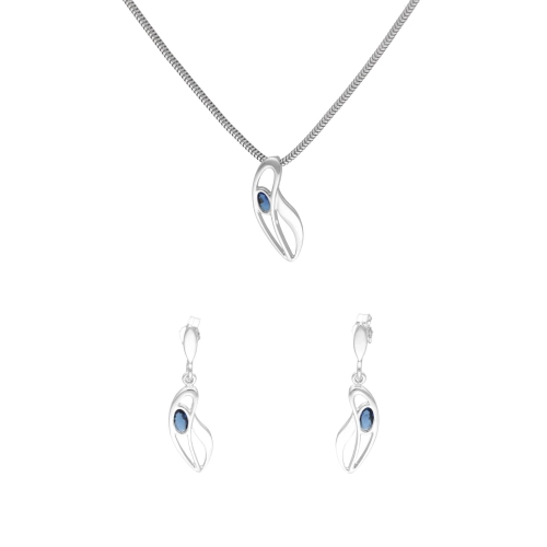 Komplet z szafirowymi cyrkoniami srebro