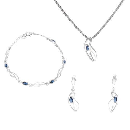 Komplet z szafirowymi cyrkoniami srebro