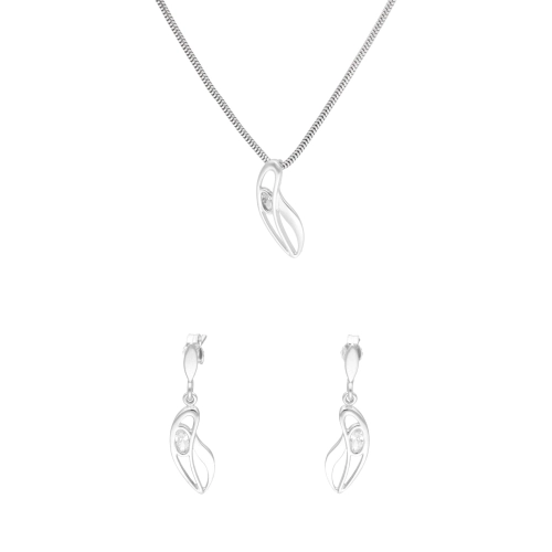 Komplet z białymi cyrkoniami srebro