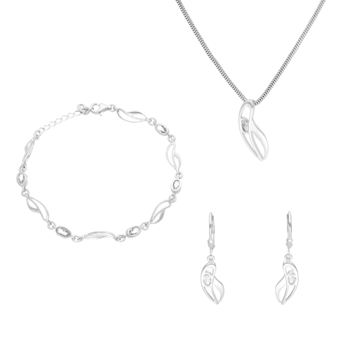 Komplet z białymi cyrkoniami srebro