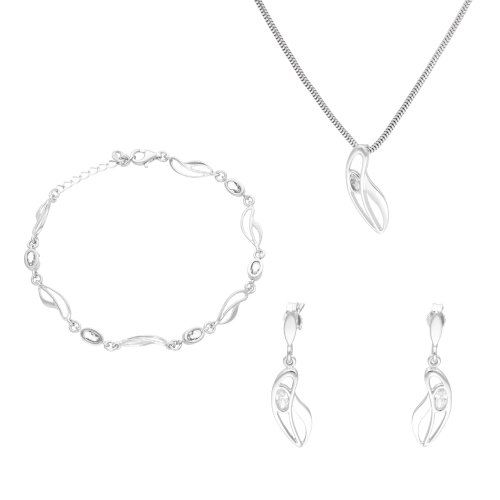 Komplet z białymi cyrkoniami srebro