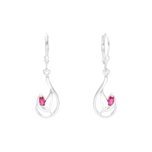 Kolczyki z rubinowymi cyrkoniami srebro