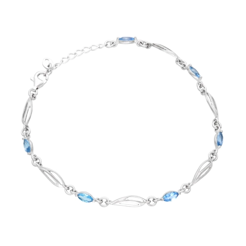 Bransoletka z błękitnymi cyrkoniami srebro