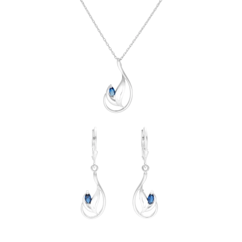 Komplet z szafirowymi cyrkoniami srebro