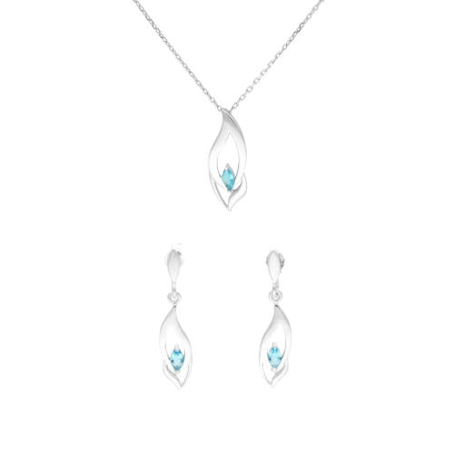 Komplet z błękitnymi cyrkoniami srebro
