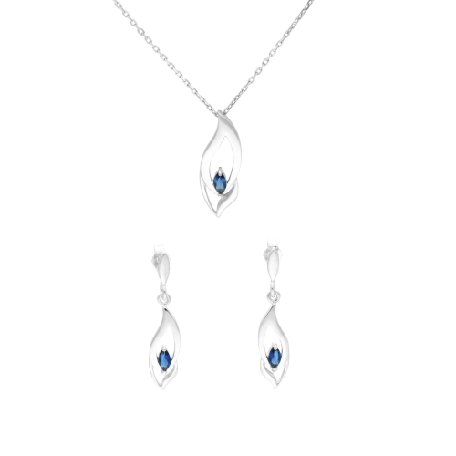 Komplet z szafirowymi cyrkoniami srebro
