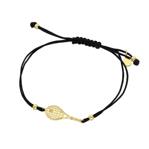 Bransoletka sznurkowa rakieta tenisowa pozłacana
