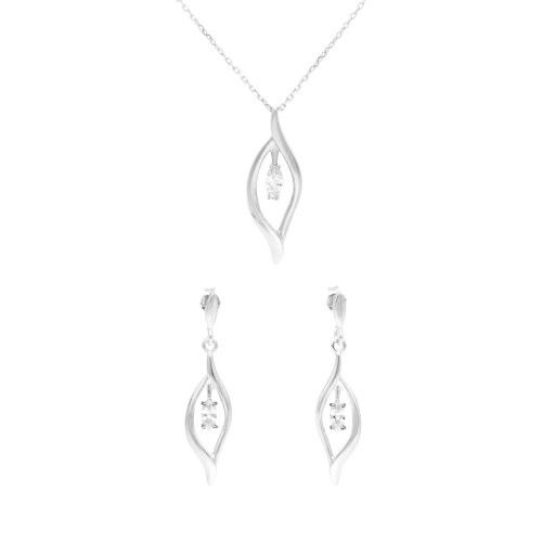 Komplet z cyrkoniami łezki srebro