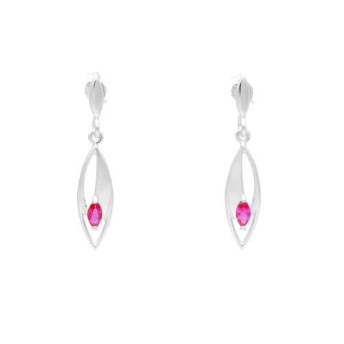 Kolczyki z rubinowymi cyrkoniami łezki srebro