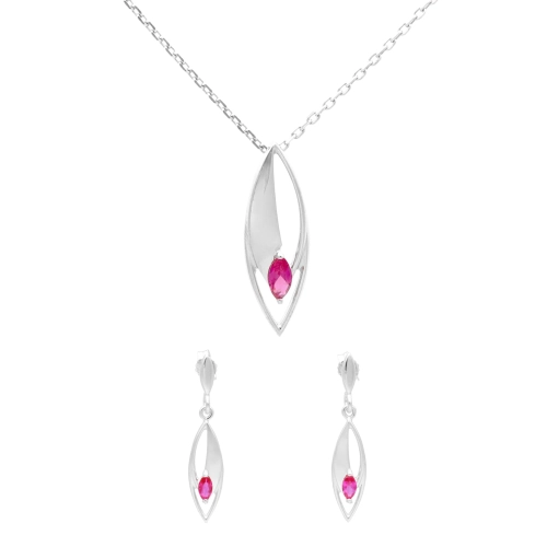 Komplet z rubinowymi cyrkoniami srebro